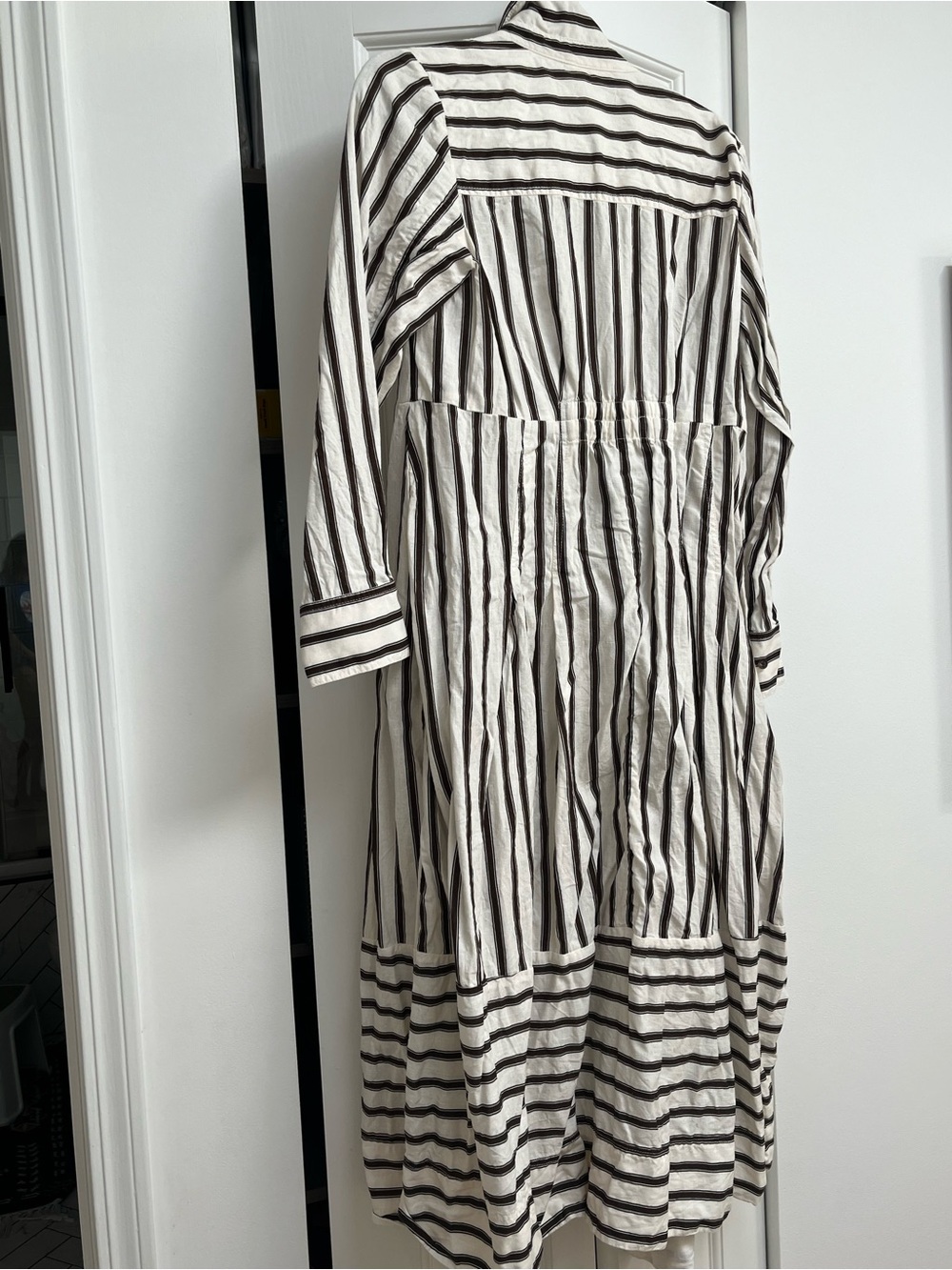 ME+EM Ivory Linen Shirt Dress with Brown Stripes - Picture 4 of 8
